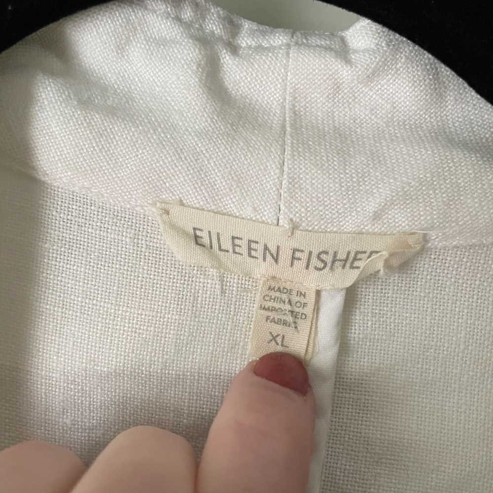 Eileen Fisher 100% Linen White Pintuck Back Blazer / Jacket